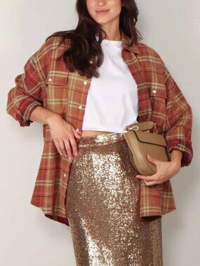 NWT R13 Boyfriend Shirt Bleached Red/ Ecru Plaid XS/S/XL